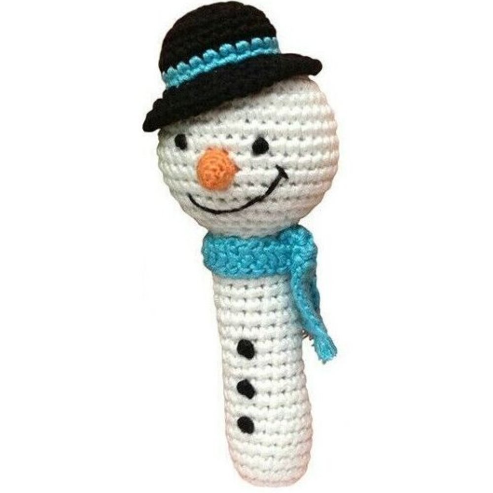 NWT Organic Hand Crocheted Rattle Playful Snowman